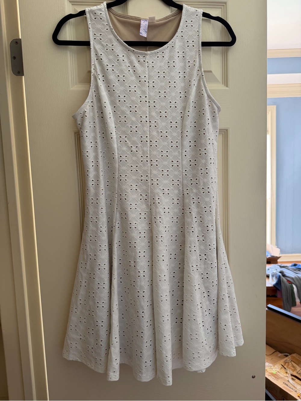 Francesca's Collections White Eyelet Sleeveless Mini Dress